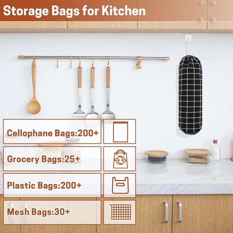 SWISSELITE 2Pcs Plastic Bag Holder, Reusable Plastic Bag Organizer Wall Mount, Large Grocery Bag Storage Dispenser, 22x9 IN - Image 4